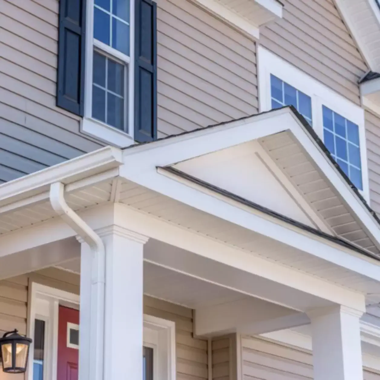 Close-up of exterior trim and siding detail